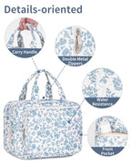 Hanging Toiletry Bag for Women (Y-Little Blue Flower / Medium)
