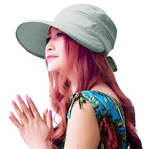 Sun Hats for Women with UV Protection Sun Hat Wide Brim Visor Summer Beach Outdoor Foldable Womens Cap Grey (One Size-Medium / Grey)