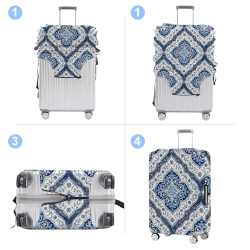 Blue Pattern Luggage Cover Washable Suitcase Protector Anti (Blue pattern / S(20-22inch suitcase))