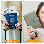 Passport Holder for Travel Women Men (B-Matcha Green / Upgraded)