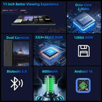 2026 Android16 Tablet 11inch (Light Blue)