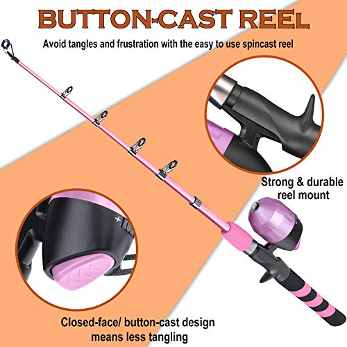 Kids Fishing Pole (Pink / 5.91 ft)