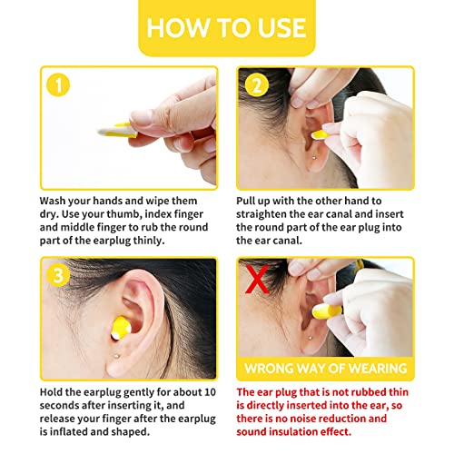 Soft Foam Ear Plugs for Sleeping (Yellow/White / 1 pair (Pack of 5))