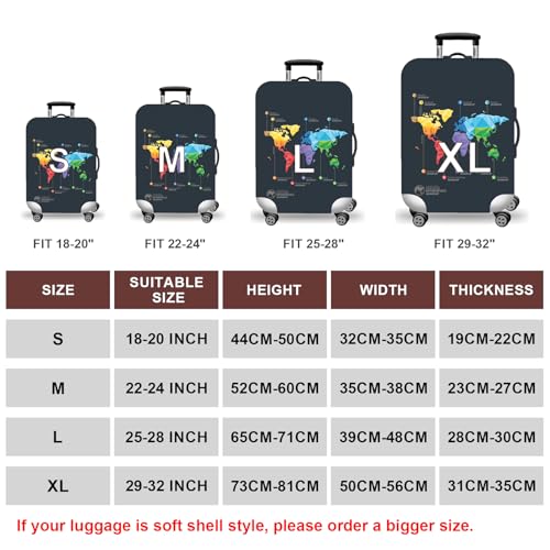 Travel Luggage Cover Suitcase Cover Protector Skins 18 (map / L (for 25--28 inch luggage))