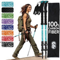 100% Carbon Fiber Trekking Poles by USA Brand (EVA Foam - Teal)