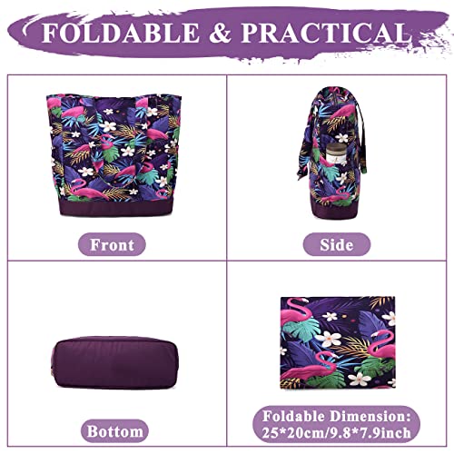 Beach Bag for Women (Purple Flamingo)