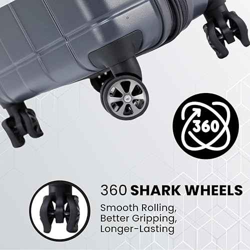 Carve 20 Inch Carry On Expandable Hardside Upright Suitcase with 360° Spinner Wheels (Gray / Carry-On)