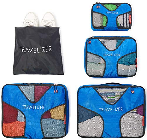 Travel Packing Cubes 5 pcs Luggage Organizer Set for Bag & Suitcase (Blue)