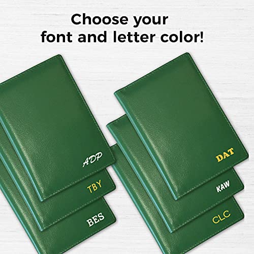 Personalized Monogrammed Emerald Green Leather RFID Passport Wallet (Emerald Green / Minimalist)