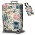 Luggage Cover Suitcase Protector Plus 1 Luggage Tag (Retro Drity Stamp / L)
