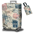 Luggage Cover Suitcase Protector Plus 1 Luggage Tag (Retro Drity Stamp / L)