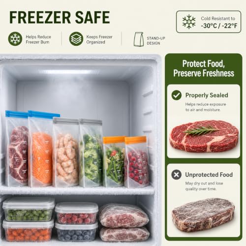 Dishwasher Safe Reusable Storage Bags Stand Up (Multicolor (5 Gallon + 6 Sandwich + 5 Snack ))