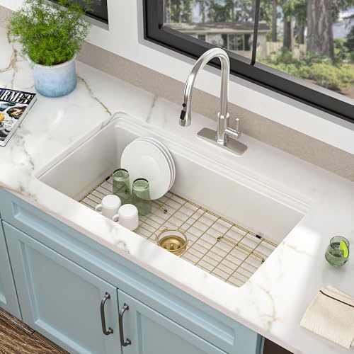 33"x19" White Undermount Sink Workstation (33"x19"x10" / White Gold)