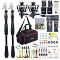 Fishing Rod and Reel Combo (2 Rod & 2 Reel Spinning Fishing Combo - Oxford Soft Case / 1.8M/6FT - A)