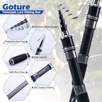 8FT Telescopic Fishing Rod & Reel Combo for Fresh (Black - 2 Rods & 1 Reels Surf Fishing Combo / 2.4M/8FT)