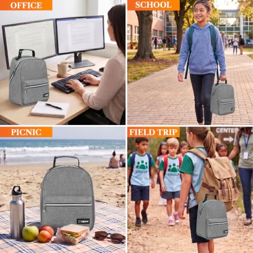 Insulated Lunch Box for Kids and Adults (Heather Gray)