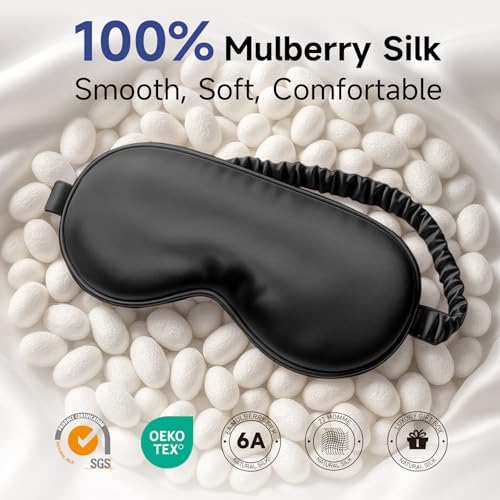 Sleep Mask 100% Pure Mulberry Silk (Black)