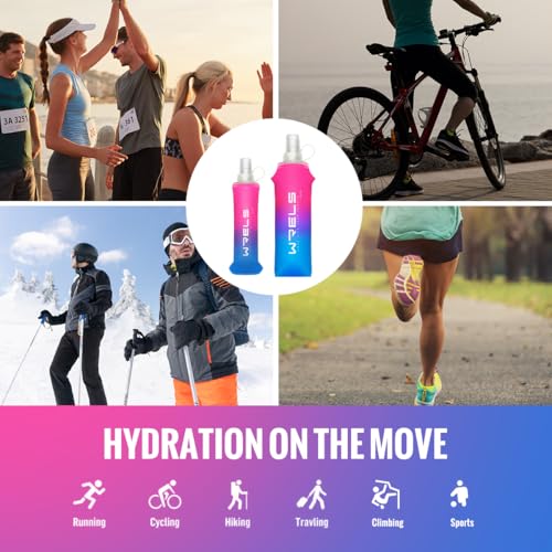 TPU Soft Flask Lightweight Portable Reusable Water Bottle (Pinkish-purple-500ML*2)