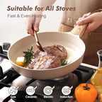 11inch Ceramic Nonstick Frying Pan Paella Pan (11 Inch / CERAMIC Taupe)