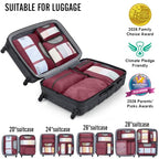10 Set Packing Cubes for Travel Essentials (12 Wine Red)