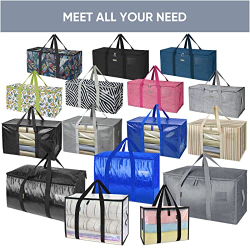 8 Pack Oversized Moving Bags with Reinforced Handles (8-Pack / Blue-window)