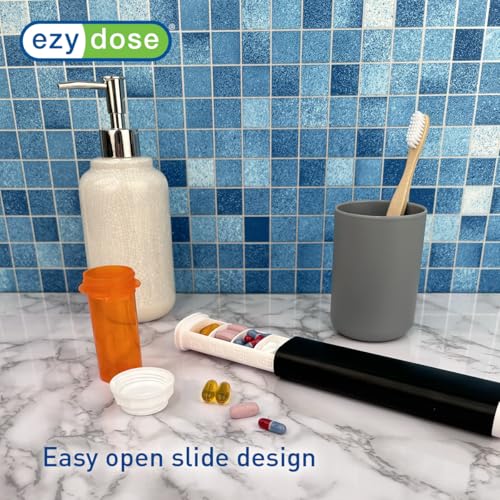Weekly (7-Day) Pill Organizer, Sliding Medicine Planner, Gray (Black / 6.5 Inch)