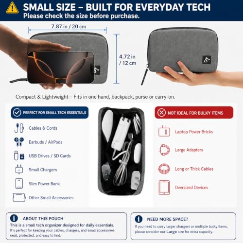 Small Electronics Organizer Travel Case (Grey / Small)