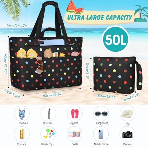 Extra Large Beach Bags for Women (Color Wave Point)