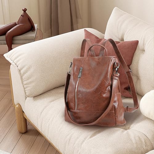 Women Backpack Purse PU Leather Anti (Tortoiseshell Brown / Medium)