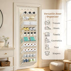 10 Tiers Mesh Over Door Shoe Organizer Storage (Beige-1 Pack of 10 Cell)