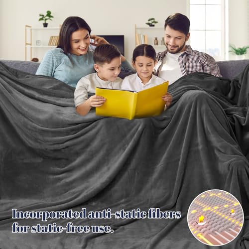 Fleece Blanket Oversized King 120"x120" (Dark Grey / 1 Piece Oversized King(120" X 120"))
