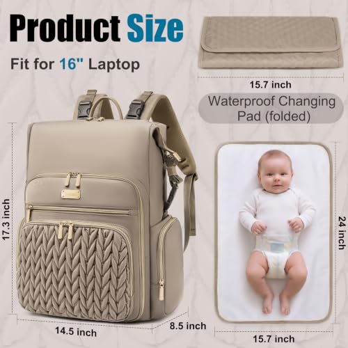 4 in 1 Convertible Diaper Bag Backpack (Khaki-1)