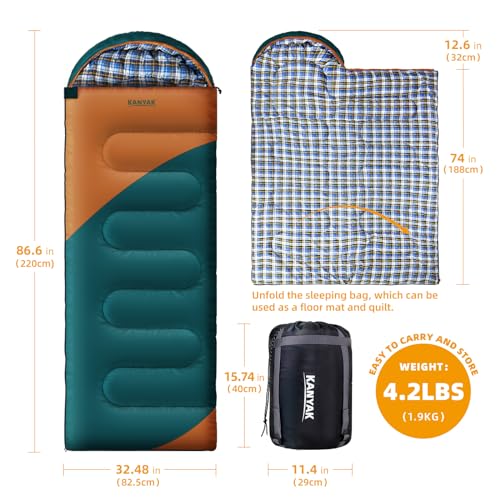 Outdoor Rectangular Sleeping Bag (Green & Orange)
