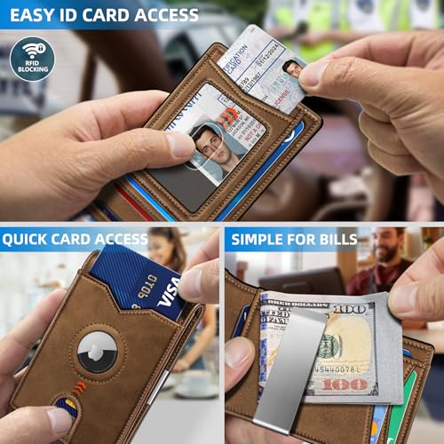 Airtag Wallet for Men (Red Brick132)