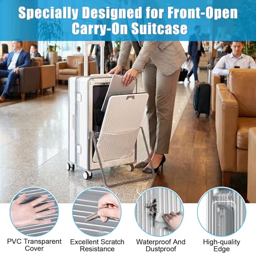 Clear Luggage Cover Protector with Front Pocket Zipper 32 Inch (32inch / 80%clear 20%grey)