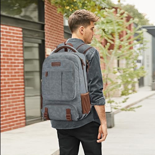 Canvas Laptop Backpack (15.6inch / Light Grey)