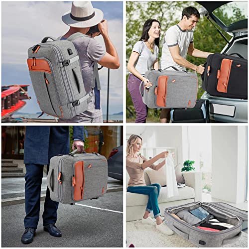 22" Expandable Carry On Travel Backpack With 4 Packing Cubes (Grey / 22 inches)