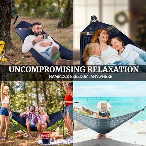 Combo x2 Hammocks with Stand for Outside & Tree Straps (Combo - Aegean)