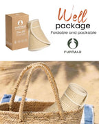 Womens Sun Hat with Ponytail Hole Wide Brim Beach Straw Visor (Medium / 06-mix Beige)
