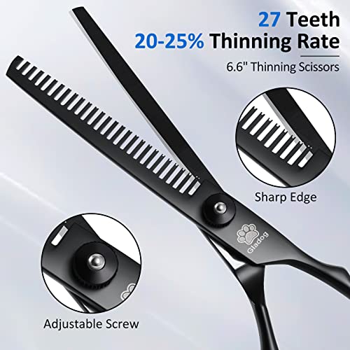Dog Grooming Scissors Kit with Safety Round Tips (Black 5 in 1)