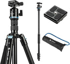 Fotopro 73" Camera Tripod, Aluminum Compact Travel Tripod and Monopod by Fotopro