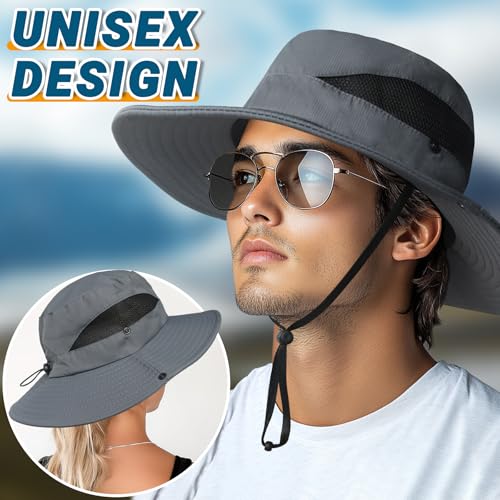 Sun Hats for Men Women Wide Brim UPF 50+ UV Hat Grey (One Size / Grey(with Mesh))