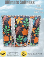 100% Cotton Quilted Tote Bag For Women (Black Beauty Choco Chic Floral Print)