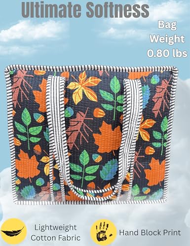 100% Cotton Quilted Tote Bag For Women (Black Beauty Choco Chic Floral Print)