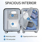 Hardside Expandable Carry On Luggage with Spinner Wheels & Built (Lake Blue)