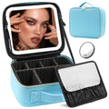 Makeup Organizer Bag with Mirror (Blue / Integrated)