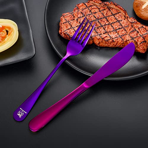 Travel Utensils Set Stainless Steel with Carrying Case (Purple)