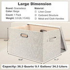 Large 17 36 Quart Collapsible Stackable Storage Bins with Lids (Beige / Large -1 Pack)