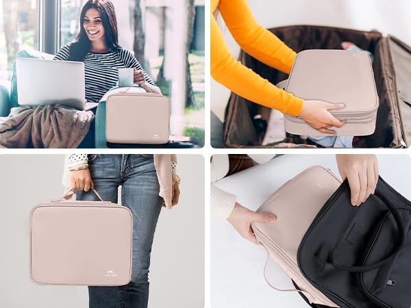 Charger Organizer Travel Case for Women (Pink / Medium)