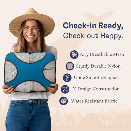 5 Set Packing Cubes for Travel with Laundry Bag (5 Set - Gentlemen's Blue / Set of 5)